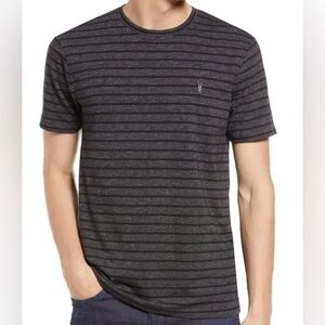 Gently Used! All Saints Men’s Slim Fit Grey and Black Striped Tee Sz XL